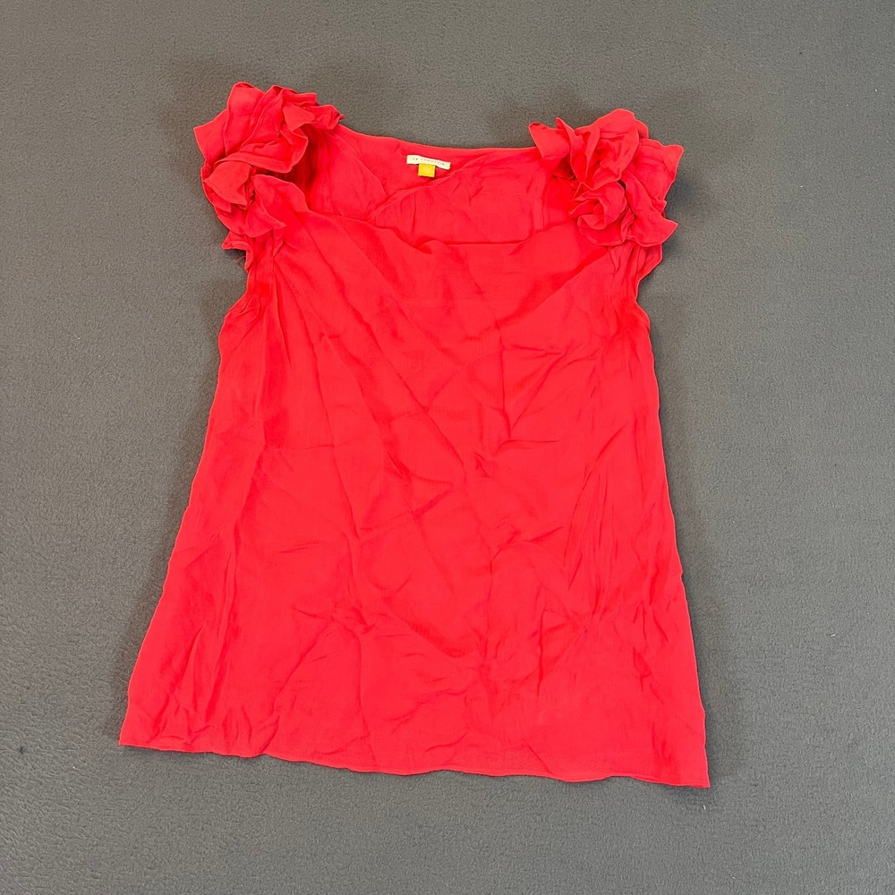 Anthropologie Leifsdottir Blouse 100% Silk Ruffle Women's Size 2 Bohemian Pink